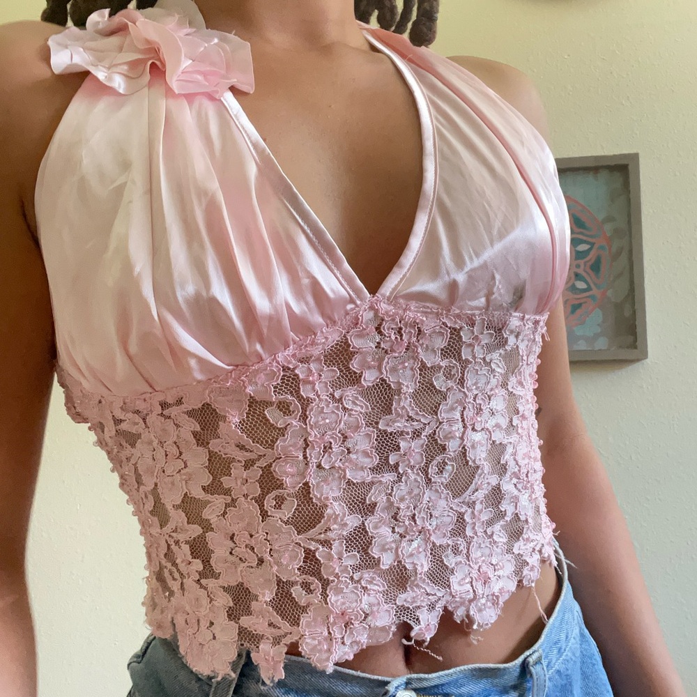 vtg pink lace corset 🎀 - Picture 1 of 4